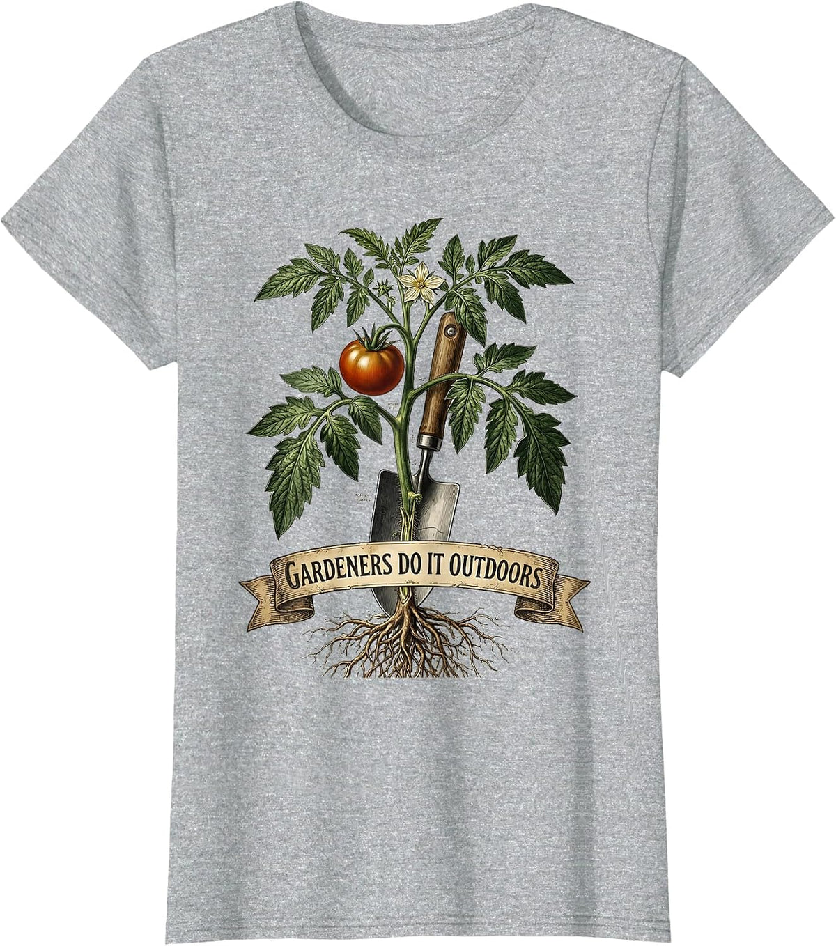 Gardeners Do It Outdoors Funny Garden Design T-Shirt - Heather Grey
