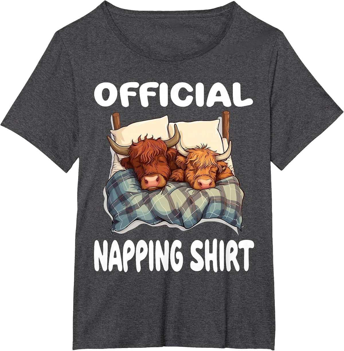 Scottish Highland Cow Official Napping Shirt Pajamas T-Shirt - Dark Heather Grey