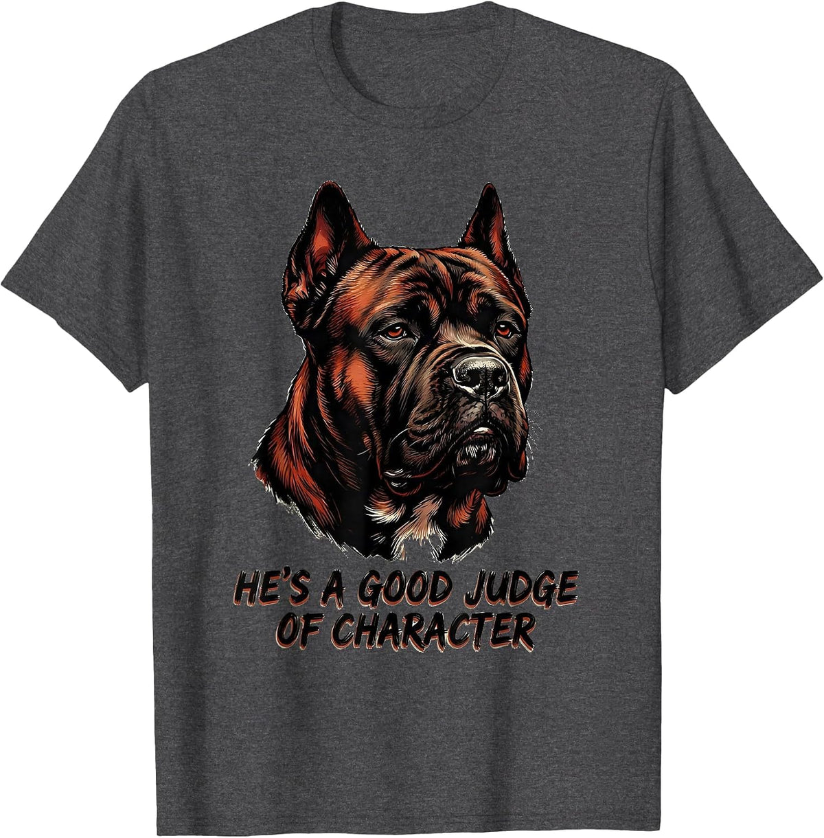 He's A Good Judge Of Character Cane Corso Owner Pride T-Shirt - Dark Heather Grey
