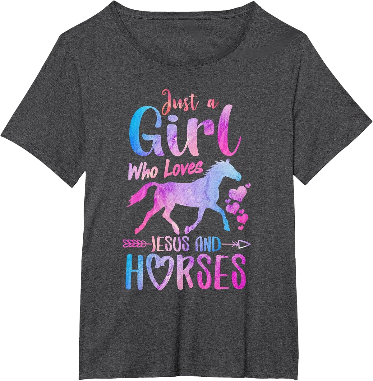 Just A Girl Who Loves Jesus Horses Riding Horse Girls Women T-Shirt - Dark Heather Grey