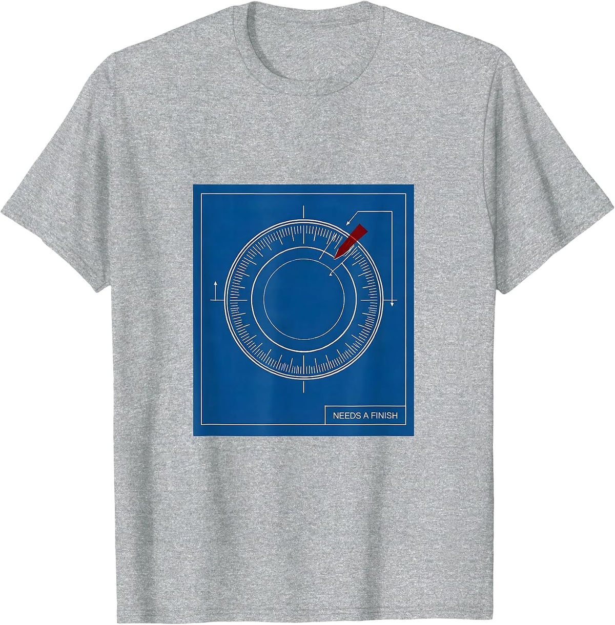Men's Needs A Finish Technical Blueprint Funny Chef Gift T-Shirt - Heather Grey