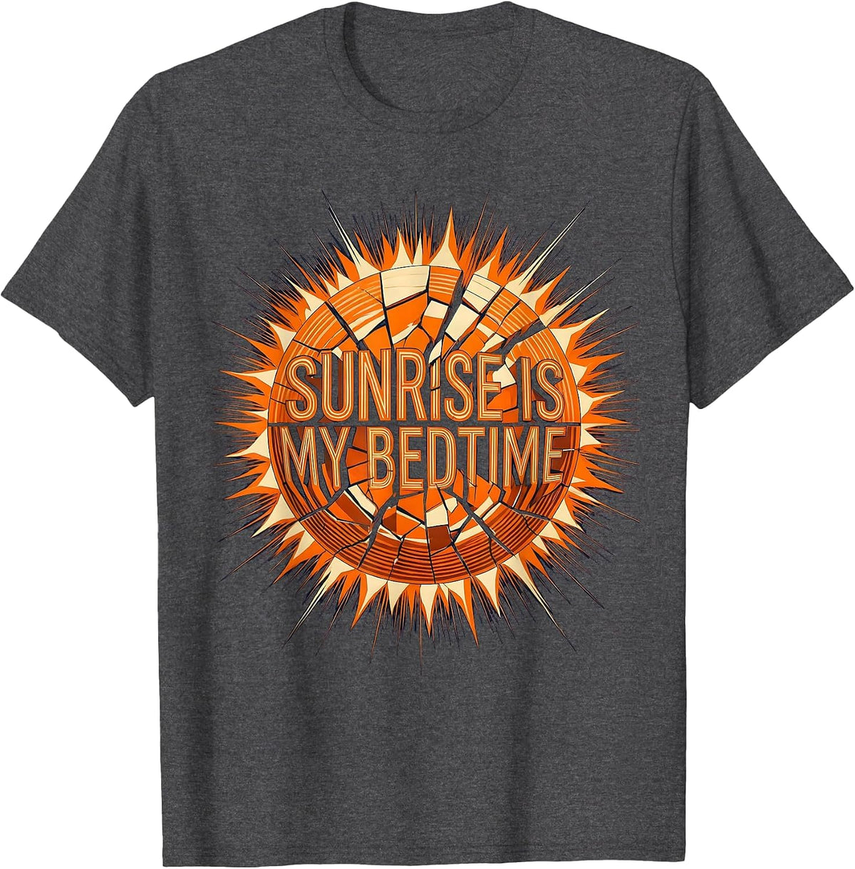 Sunrise Is My Bedtime Rave Culture Design T-Shirt - Dark Heather Grey
