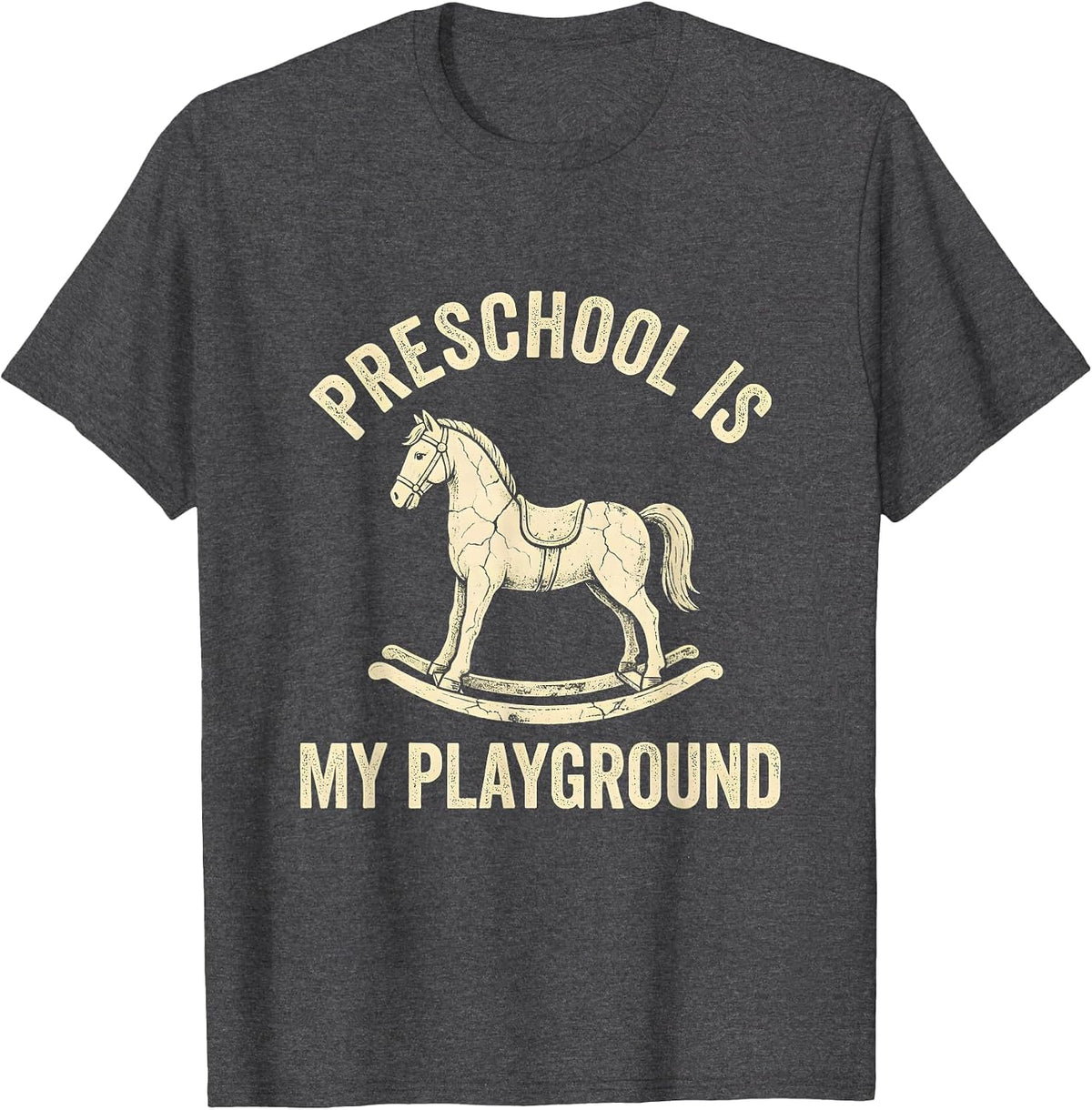 Men's Preschool Is My Playground Teacher Design T-Shirt - Dark Heather Grey