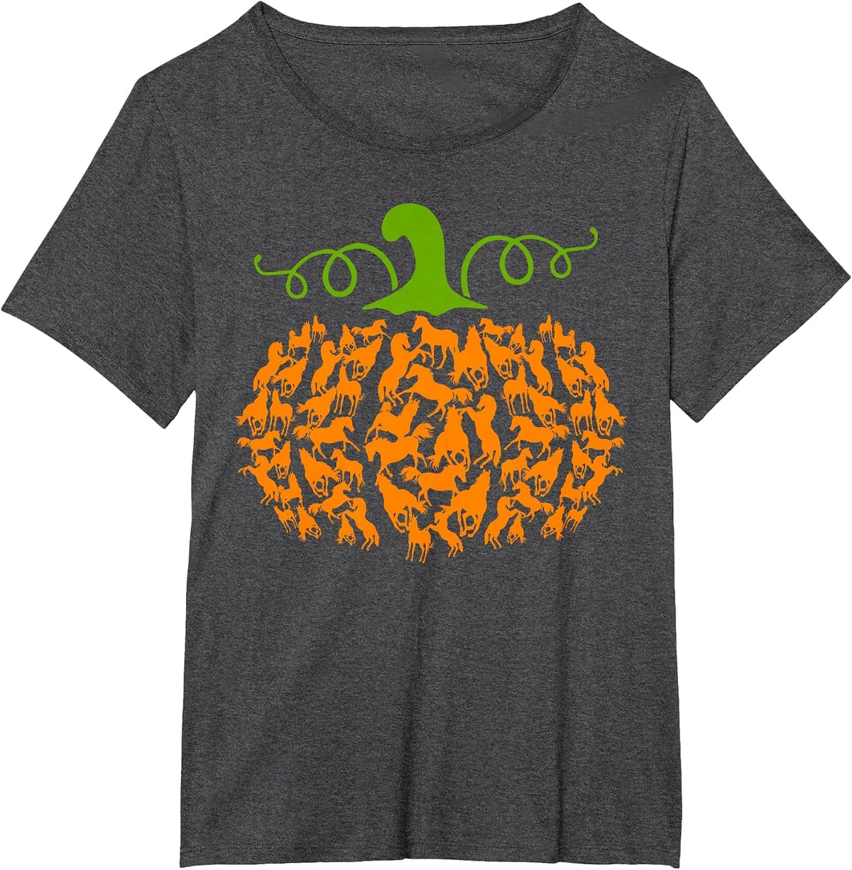 Pumpkin Horse Lover Halloween Costume Girls Women T-Shirt - Dark Heather Grey