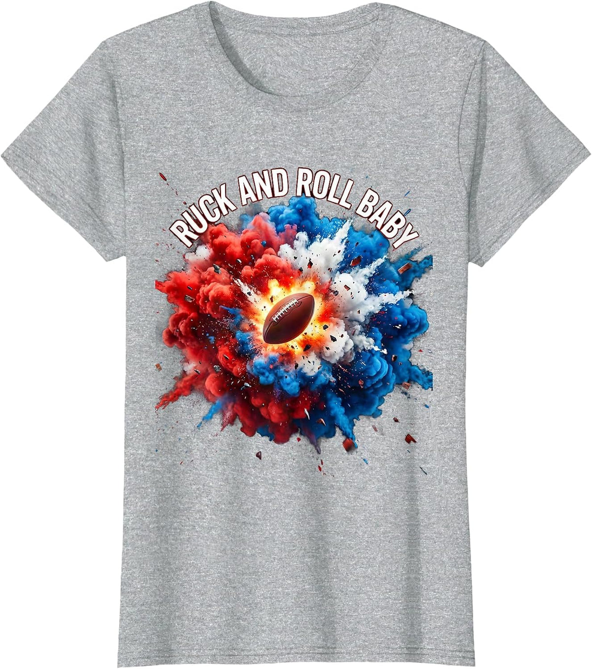Ruck and Roll Baby Rugby Graphic Design T-Shirt - Heather Grey