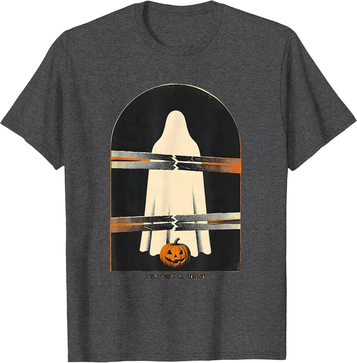 Men's Don't Ghost Your Dread Halloween Mental Health Screenprint T-Shirt - Dark Heather Grey