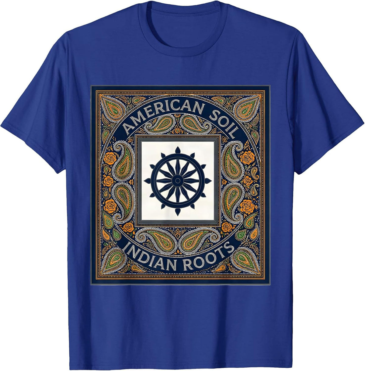 American Soil, Indian Roots Patriotic Independence Day T-Shirt - Royal Blue