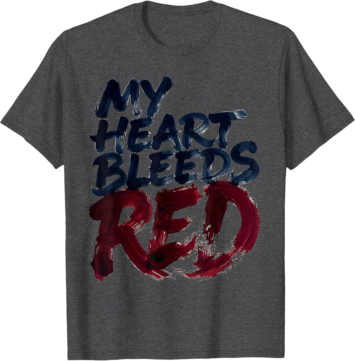 My Heart Bleeds Red Patriot Day Kids Design T-Shirt - Dark Heather Grey