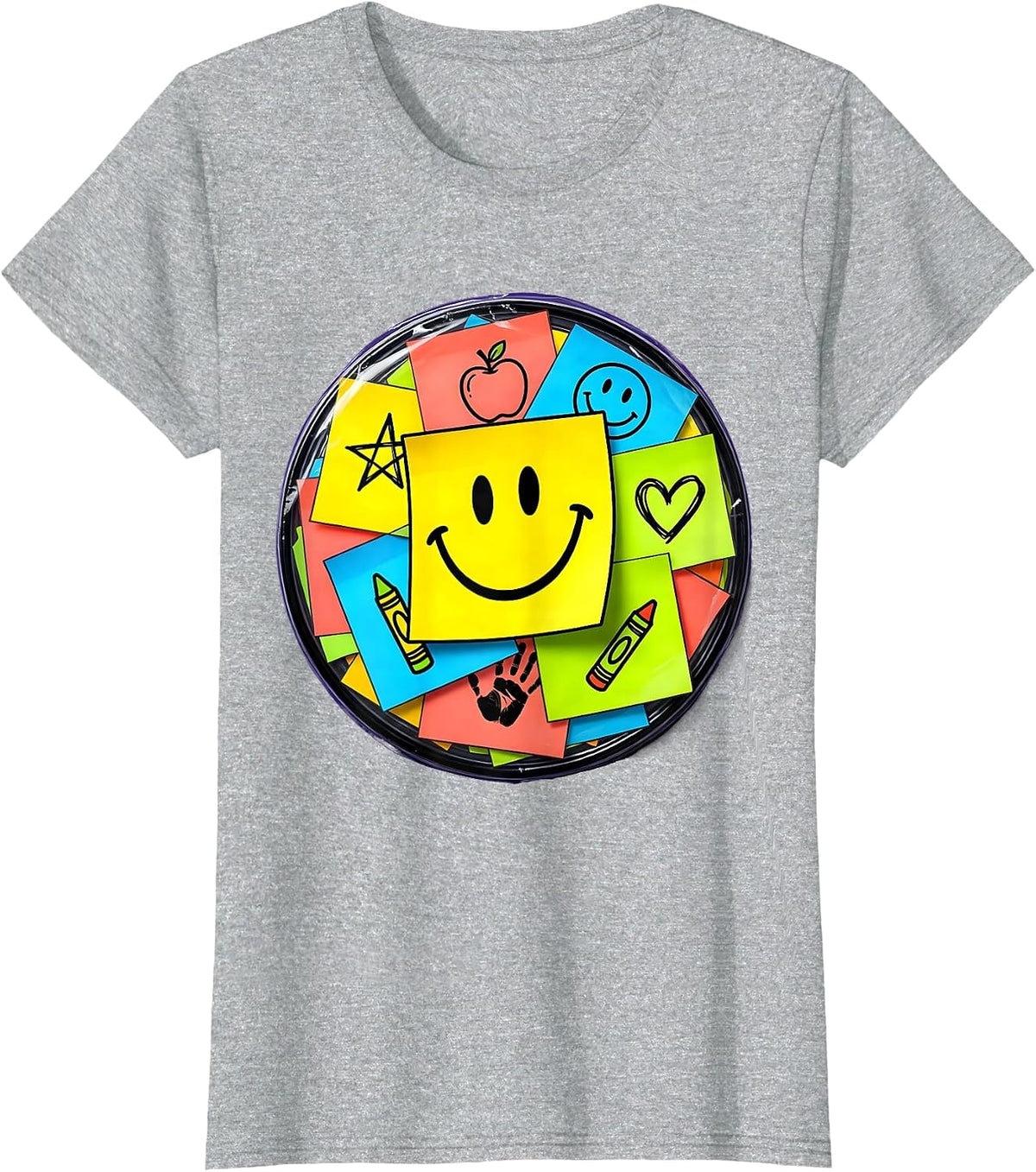 Preschool Teacher Sticky Notes Classroom Wall T-Shirt - Heather Grey