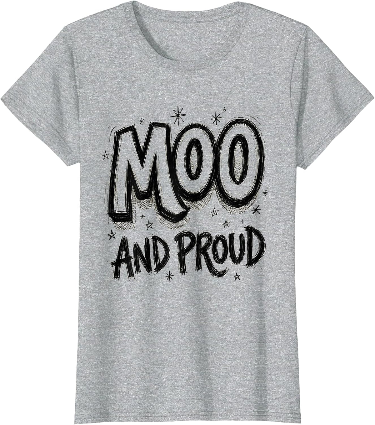 Moo and Proud Cow Lover Graphic Design T-Shirt - Heather Grey