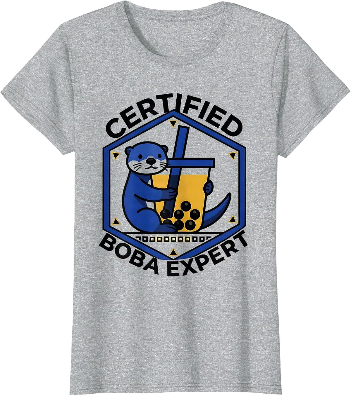 Certified Boba Expert Kawaii Anime Otter Boba Tea Birthday T-Shirt - Heather Grey