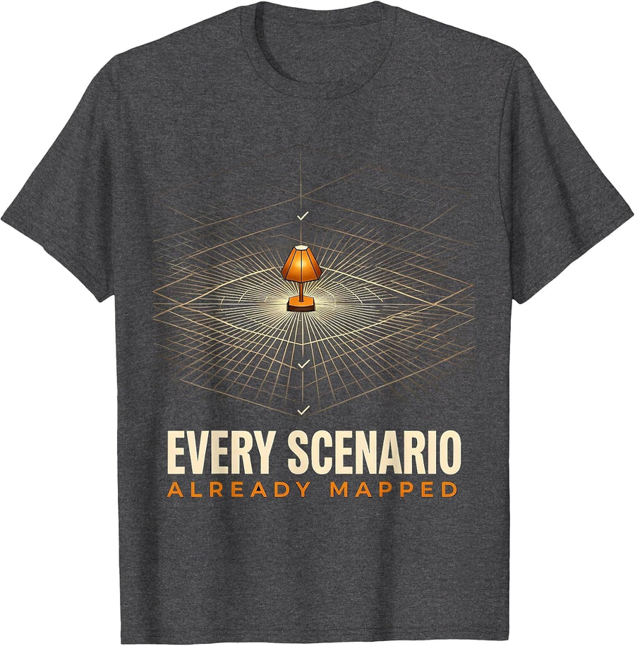 Men's Every Scenario Already Mapped Geometric Owl English Teacher T-Shirt - Dark Heather Grey