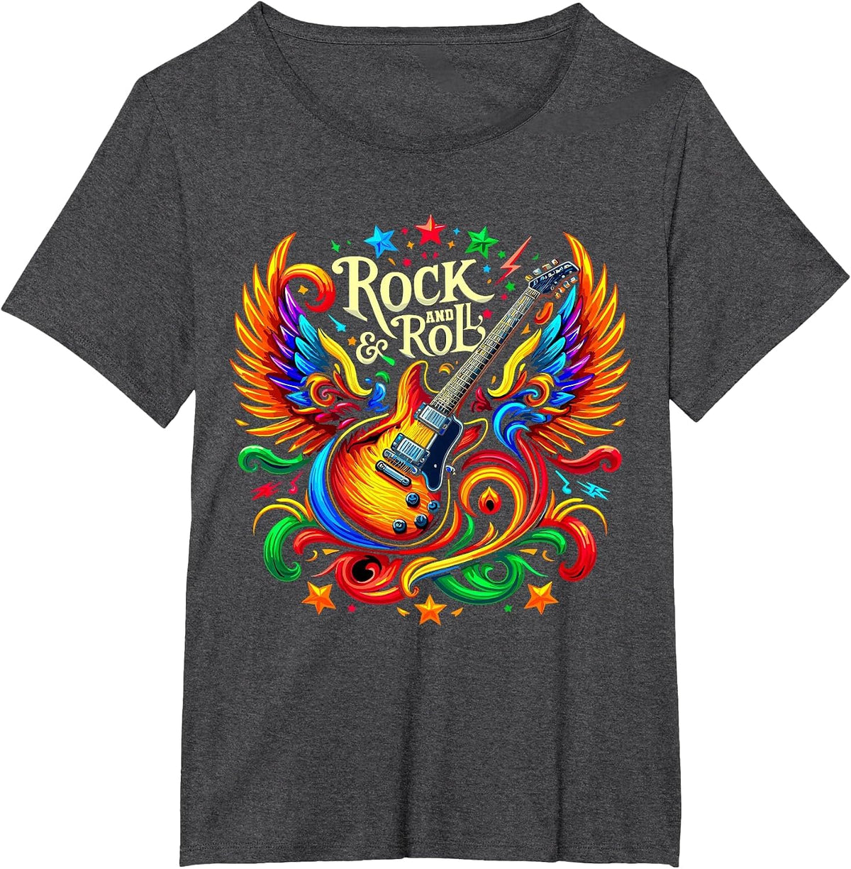 Rock and Roll Electric Guitar Band Guitarist T-Shirt - Dark Heather Grey