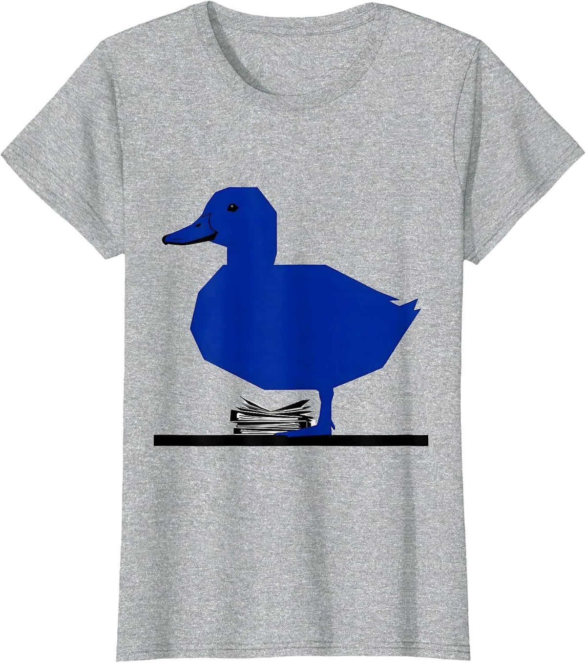 Women's Geometric Duck Silhouette Funny Duck Lover Novelty T-Shirt - Heather Grey
