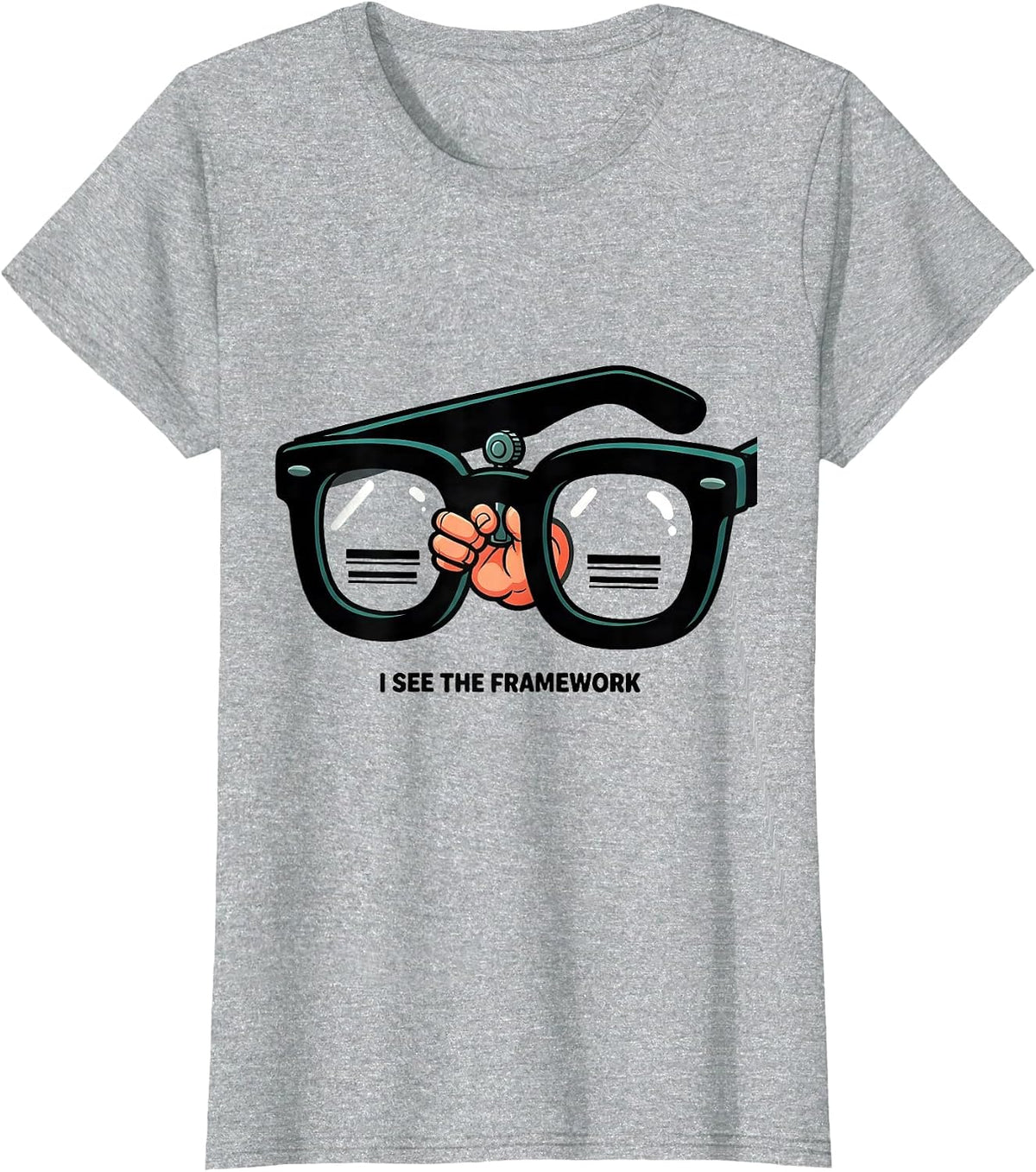 I See The Framework Cartoon Optometrist Eye Doctor Humor T-Shirt - Heather Grey