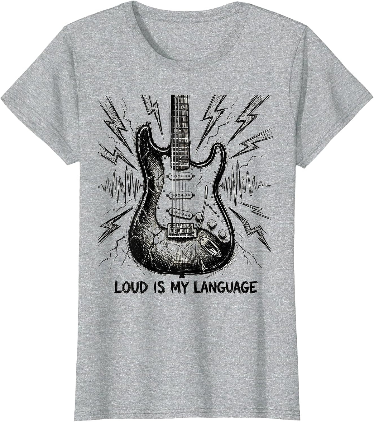 Women's Loud Is My Language Heavy Metal Design T-Shirt - Heather Grey