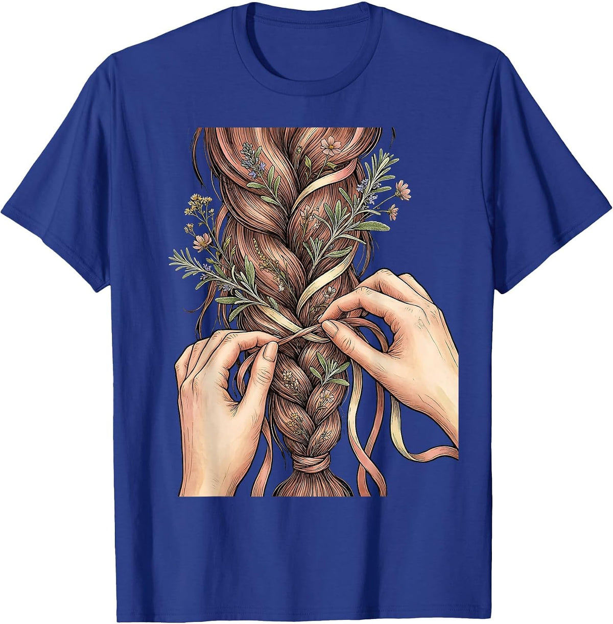 Rodeo Horse Mane Braiding Ribbon Illustration T-Shirt - Royal Blue