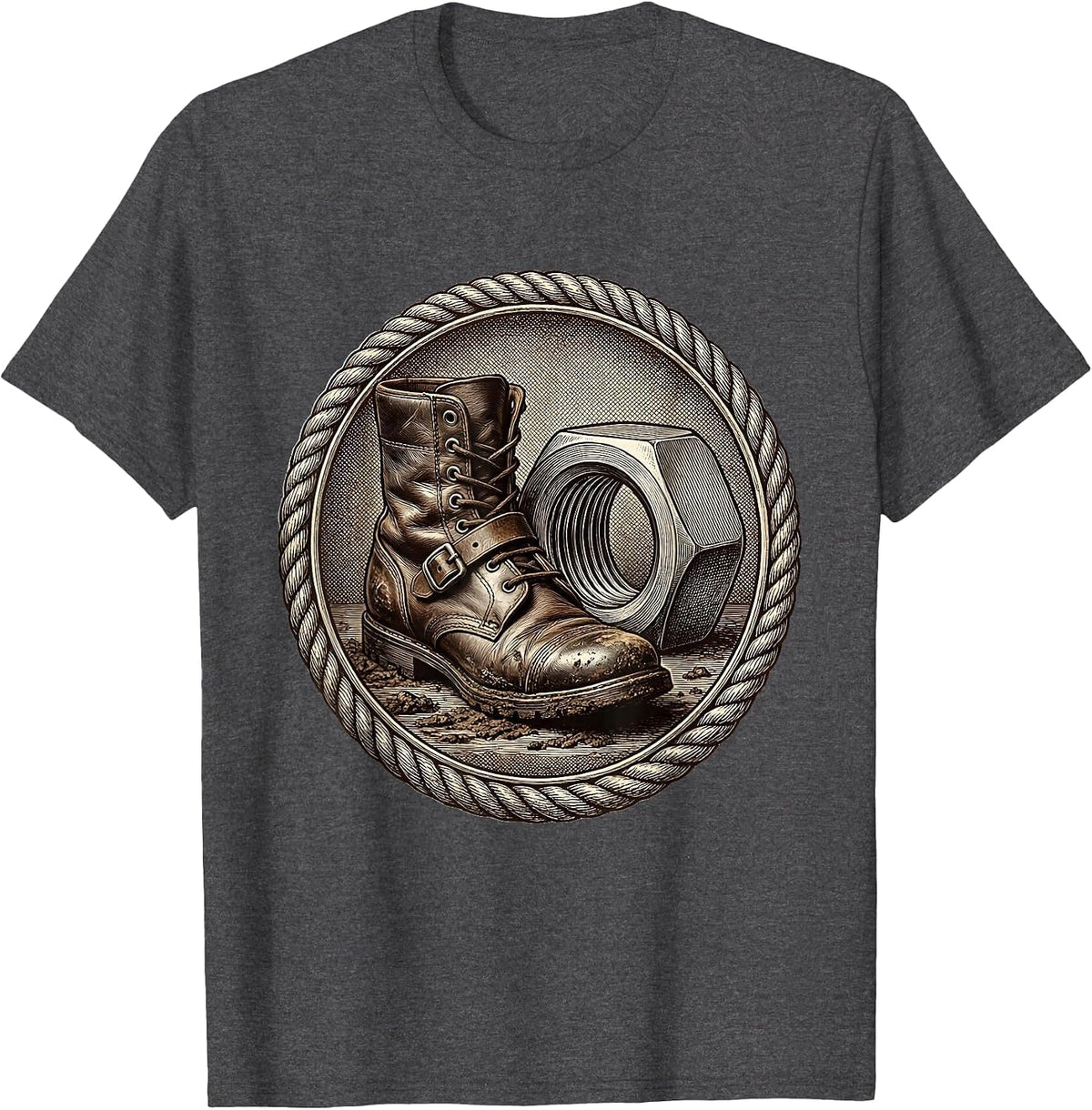 Valley Forge Automotive Continental Boot Lug Nut T-Shirt - Dark Heather Grey