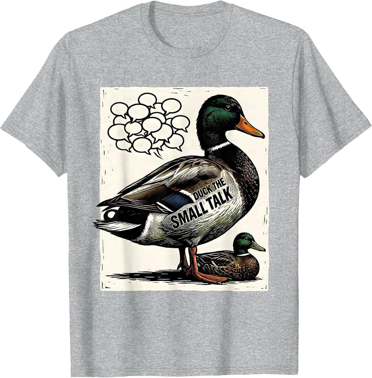 Men's Duck The Small Talk Funny Duck Hunter Hunting Humor Gift T-Shirt - Heather Grey