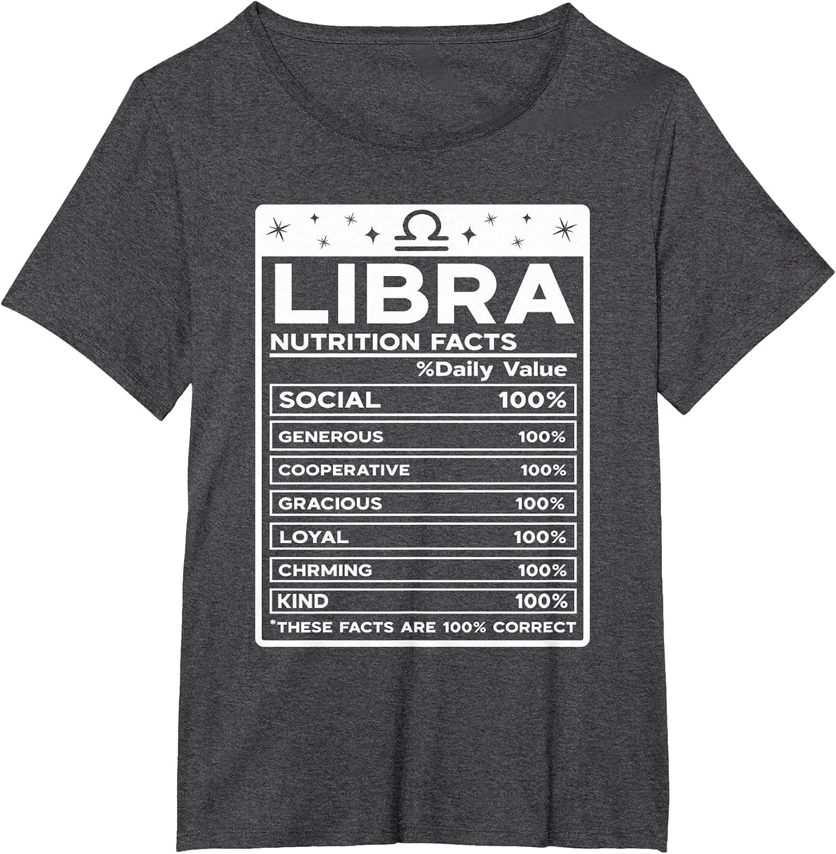 Libra Nutritional Style Zodiac Design, Libra T-Shirt - Dark Heather Grey