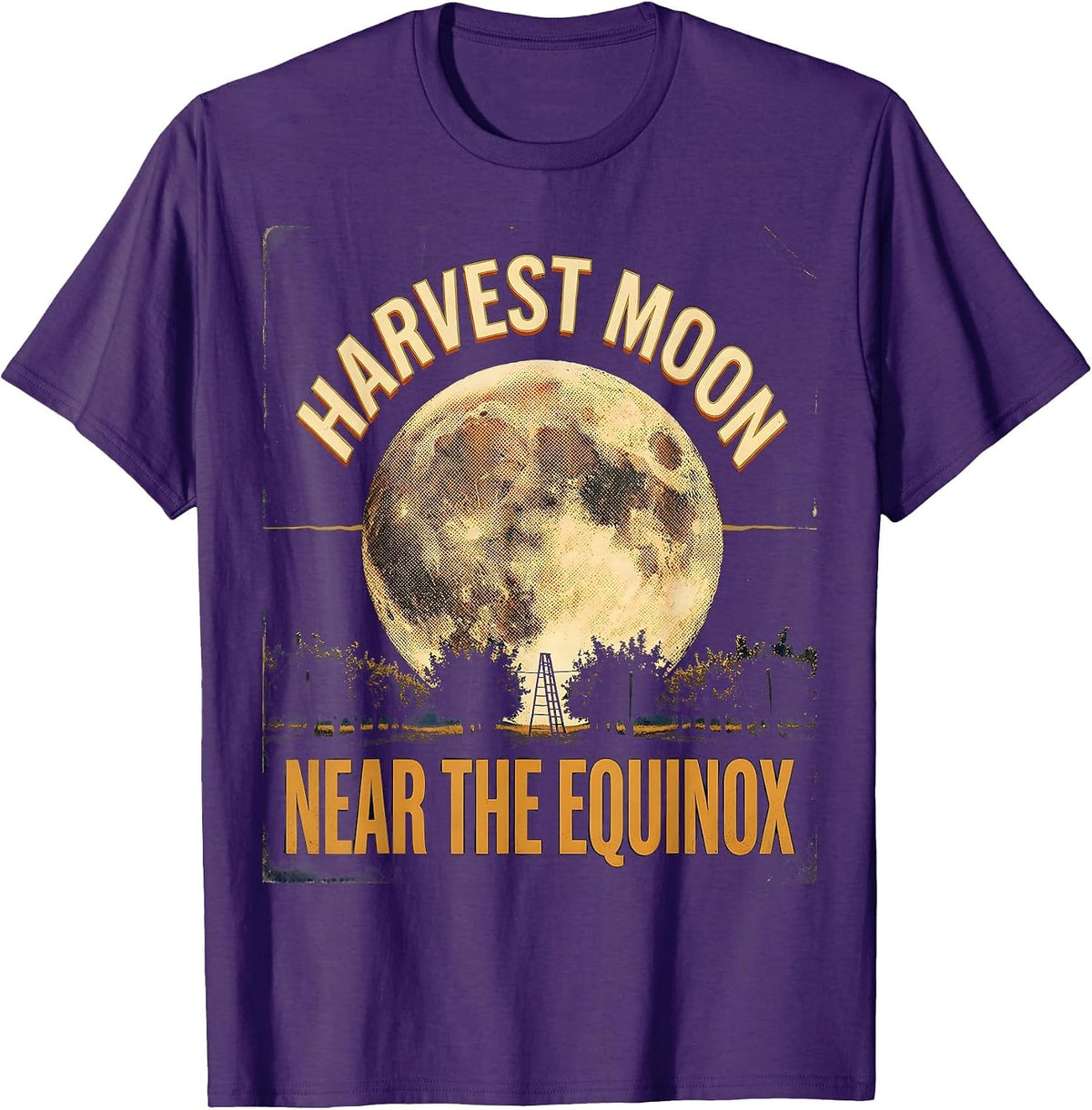 Men's Harvest Moon, Near The Equinox Vintage Astronomy Science T-Shirt - Purple