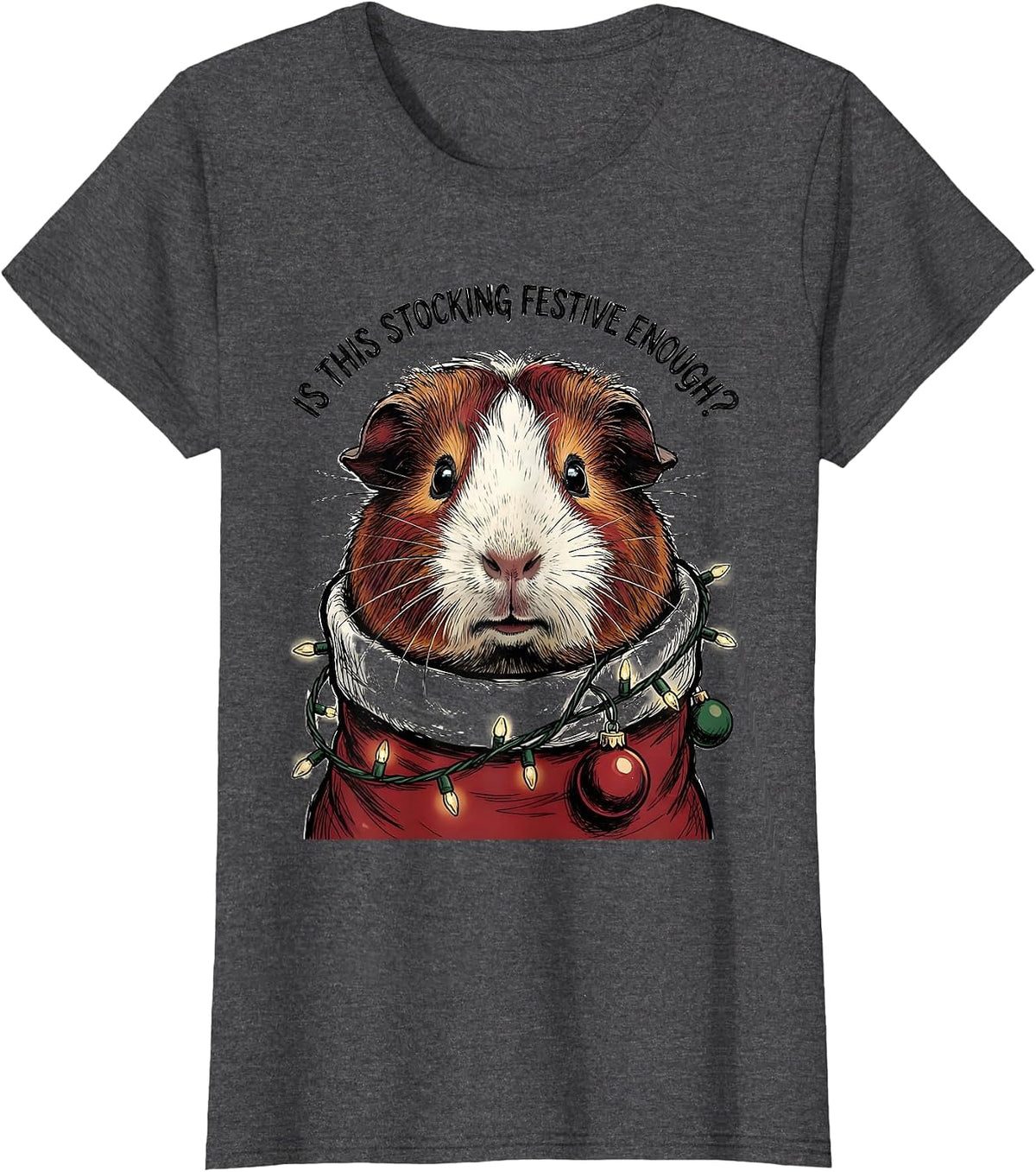 Women's Is This Stocking Festive Enough Grumpy Pet Christmas Humor T-Shirt - Dark Heather Grey