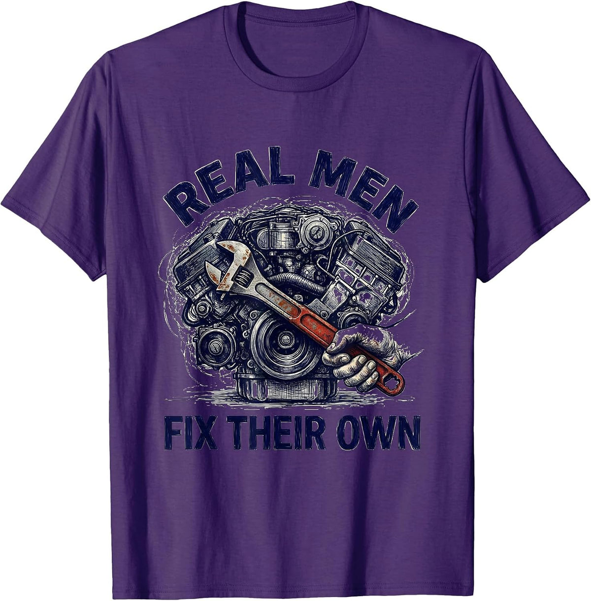 Real Men Fix Their Own Bold DIY Pride Design T-Shirt - Purple