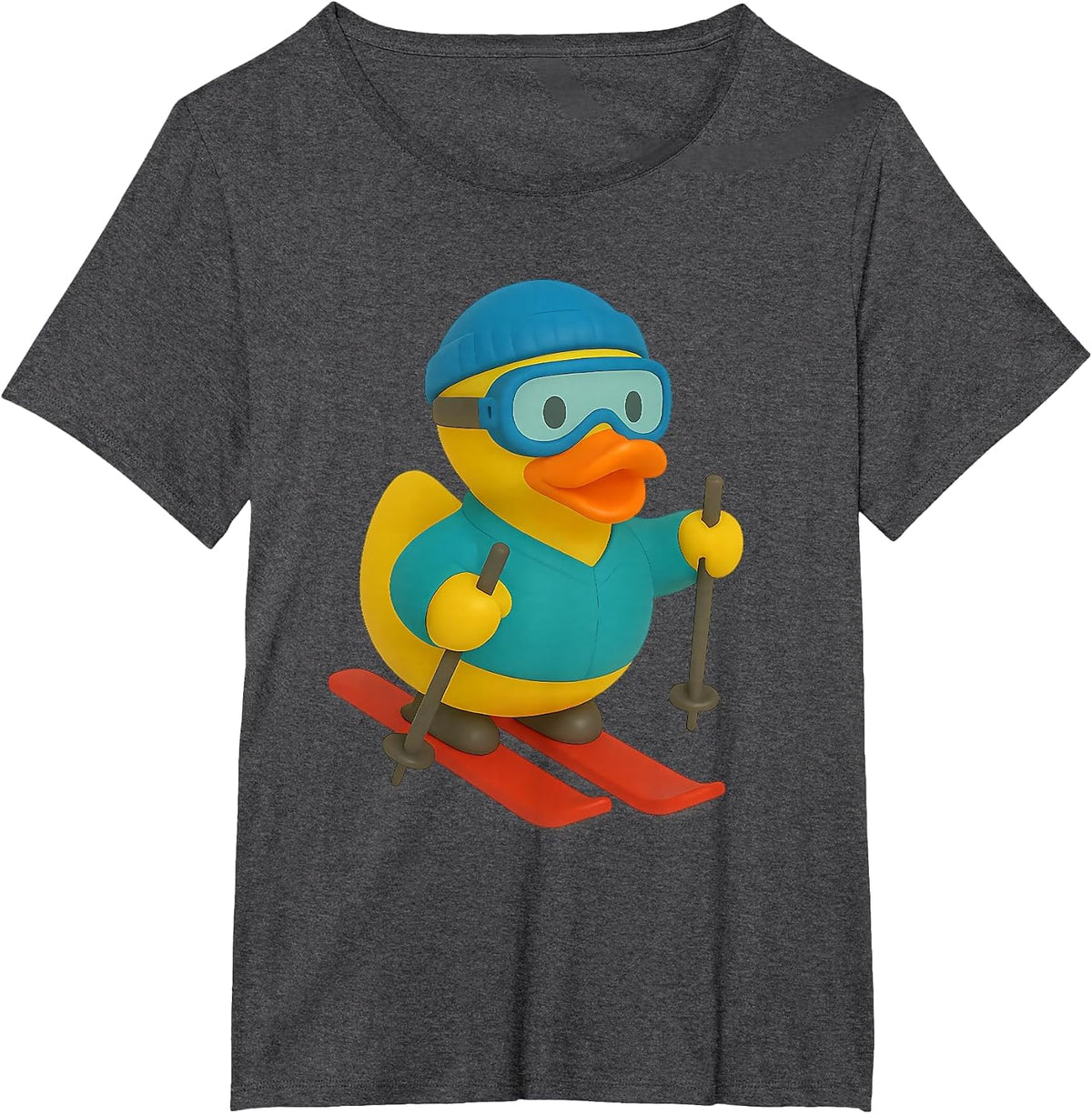Skier Rubber Duck Skiing Ski Ducky Duckies T-Shirt - Dark Heather Grey