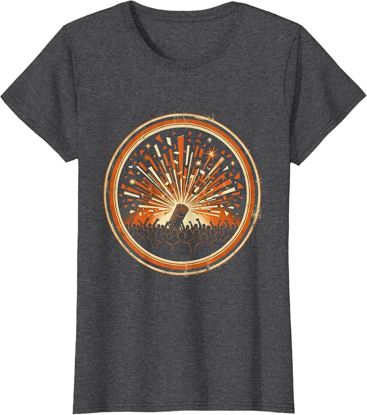 Women's Confetti Cannon Crowd Cheer Celebration Graphic T-Shirt - Dark Heather Grey