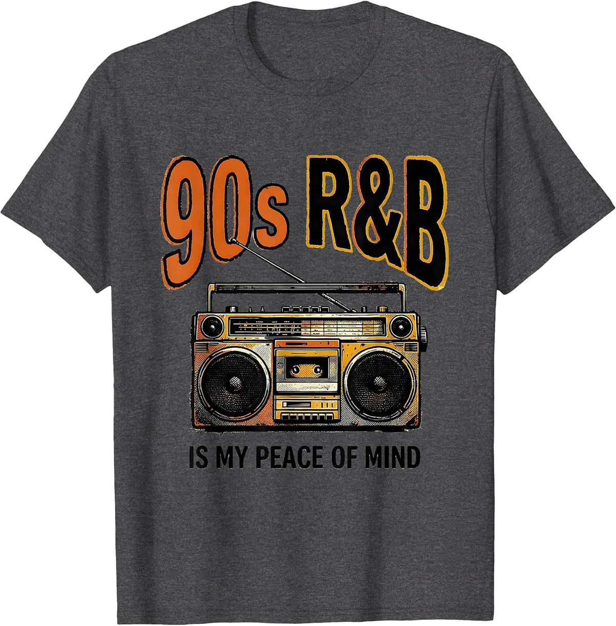 Men's 90s R&B Is My Peace Of Mind Retro Music Fan Nostalgia T-Shirt - Dark Heather Grey