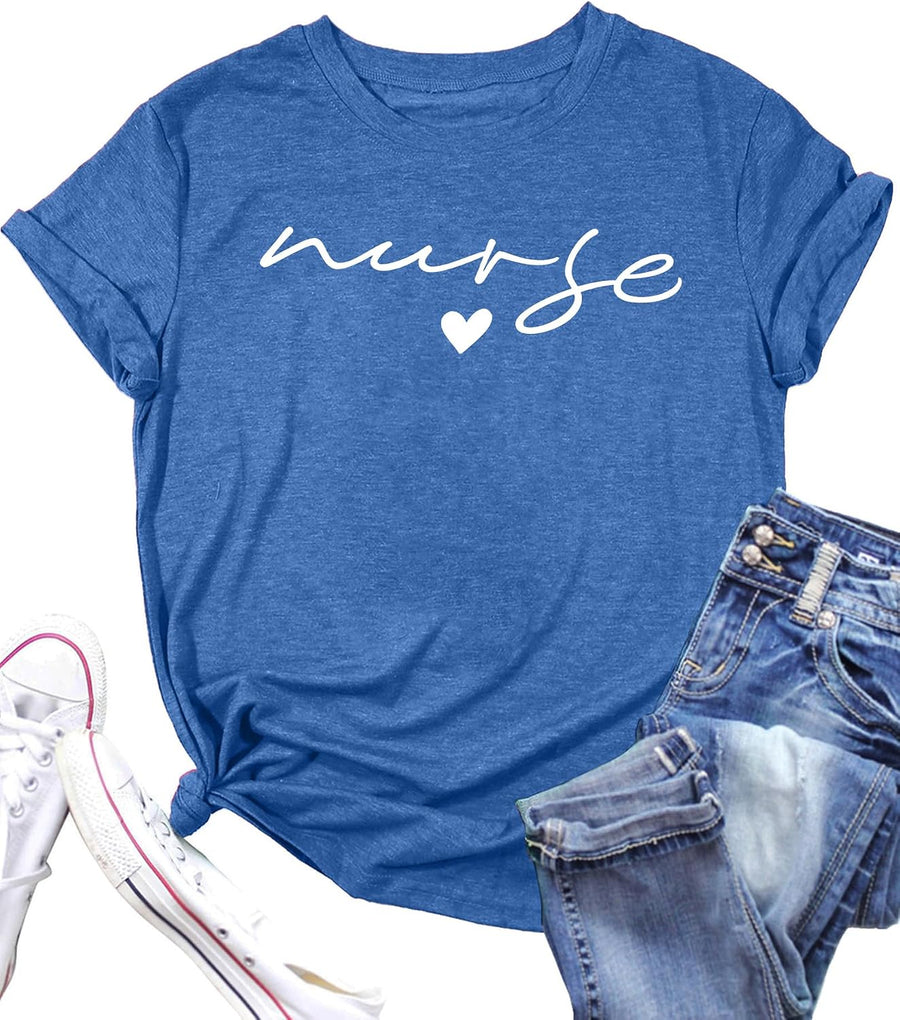 Nurse Shirt for Women Nursing School Tshirt Inspiration Nurses Gift Tees Casual Nurses Blouse Tops - Blue1