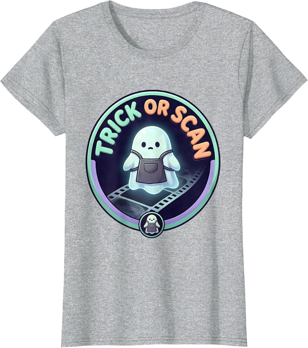 Trick Or Scan Cute Kawaii Ghost Radiology Technician T-Shirt - Heather Grey