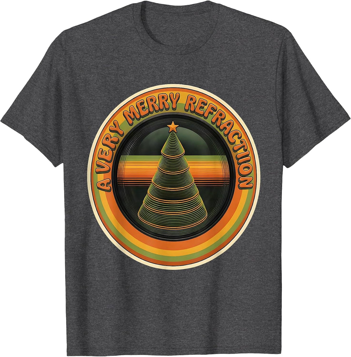 A Very Merry Refraction Retro Vintage Optometrist Christmas T-Shirt - Dark Heather Grey