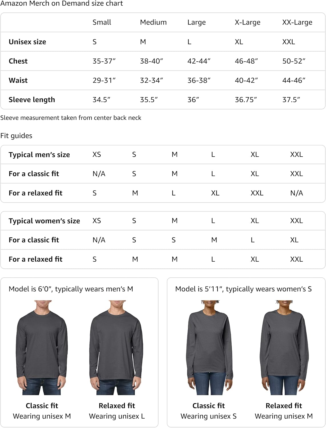 Pre-K Crew Preschool Teacher Funny Long Sleeve T-Shirt - size chart