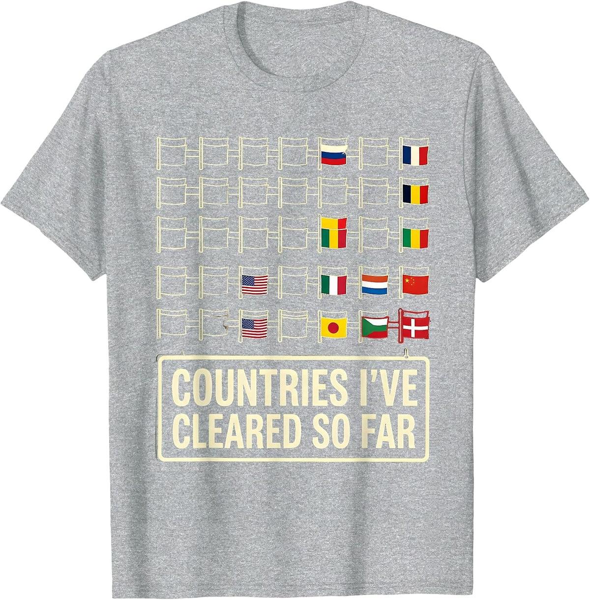 Men's Countries I've Cleared So Far Educational Geography Travel T-Shirt - Heather Grey