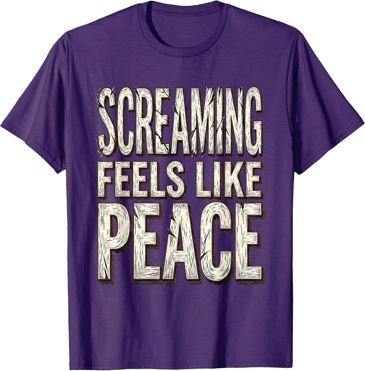 Screaming Feels Like Peace Grunge Design T-Shirt - Purple