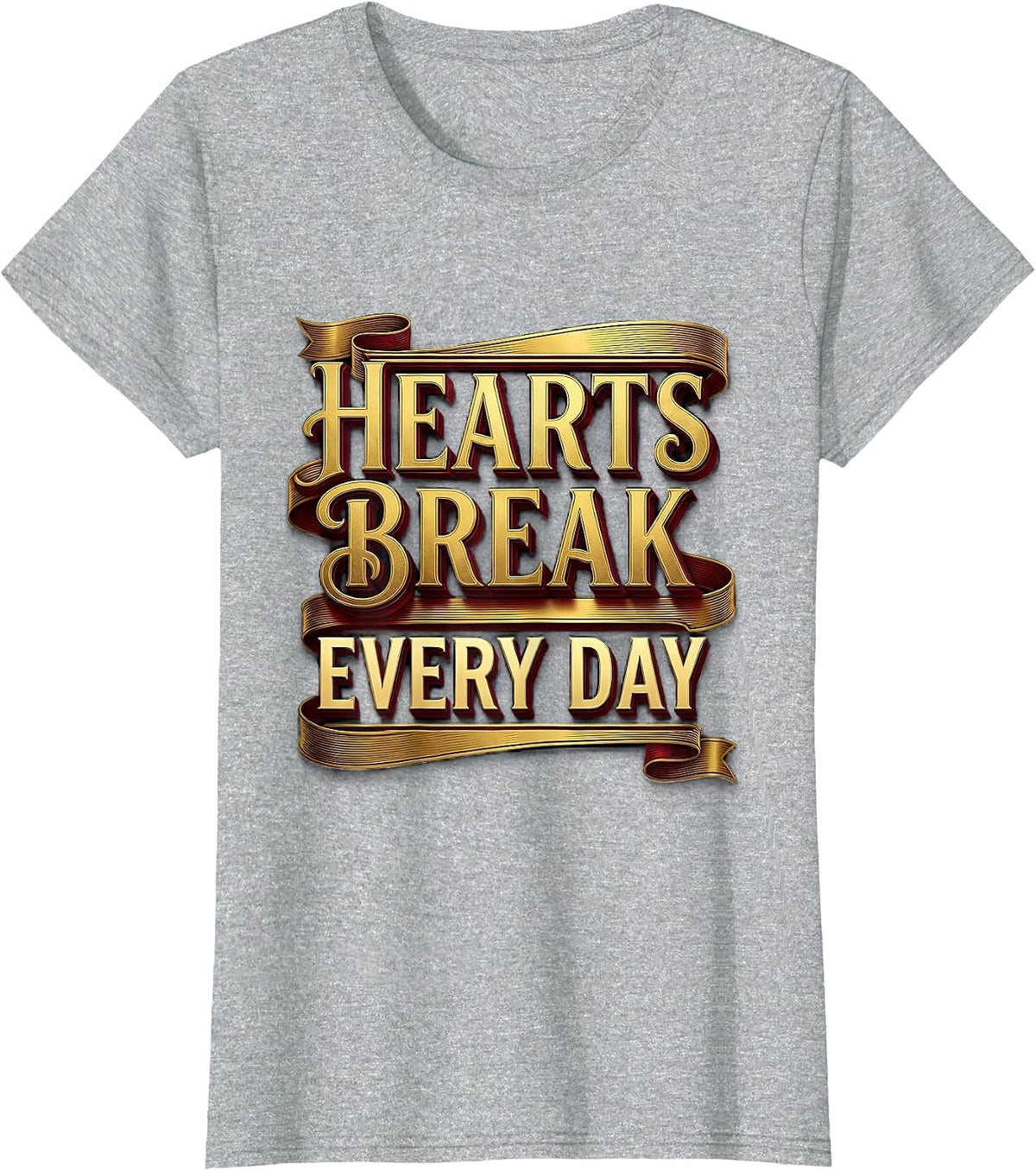 Hearts Break Every Day Emo Graphic Design T-Shirt - Heather Grey