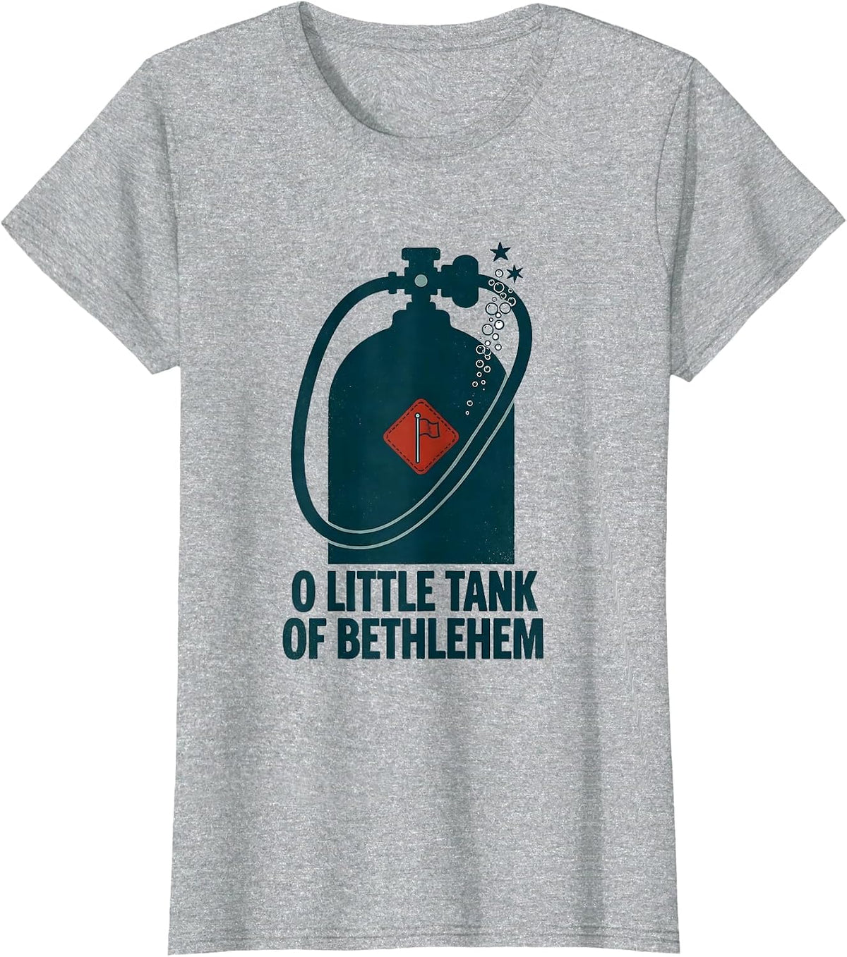 O Little Tank Of Bethlehem Funny Scuba Diver Gift Christmas T-Shirt - Heather Grey