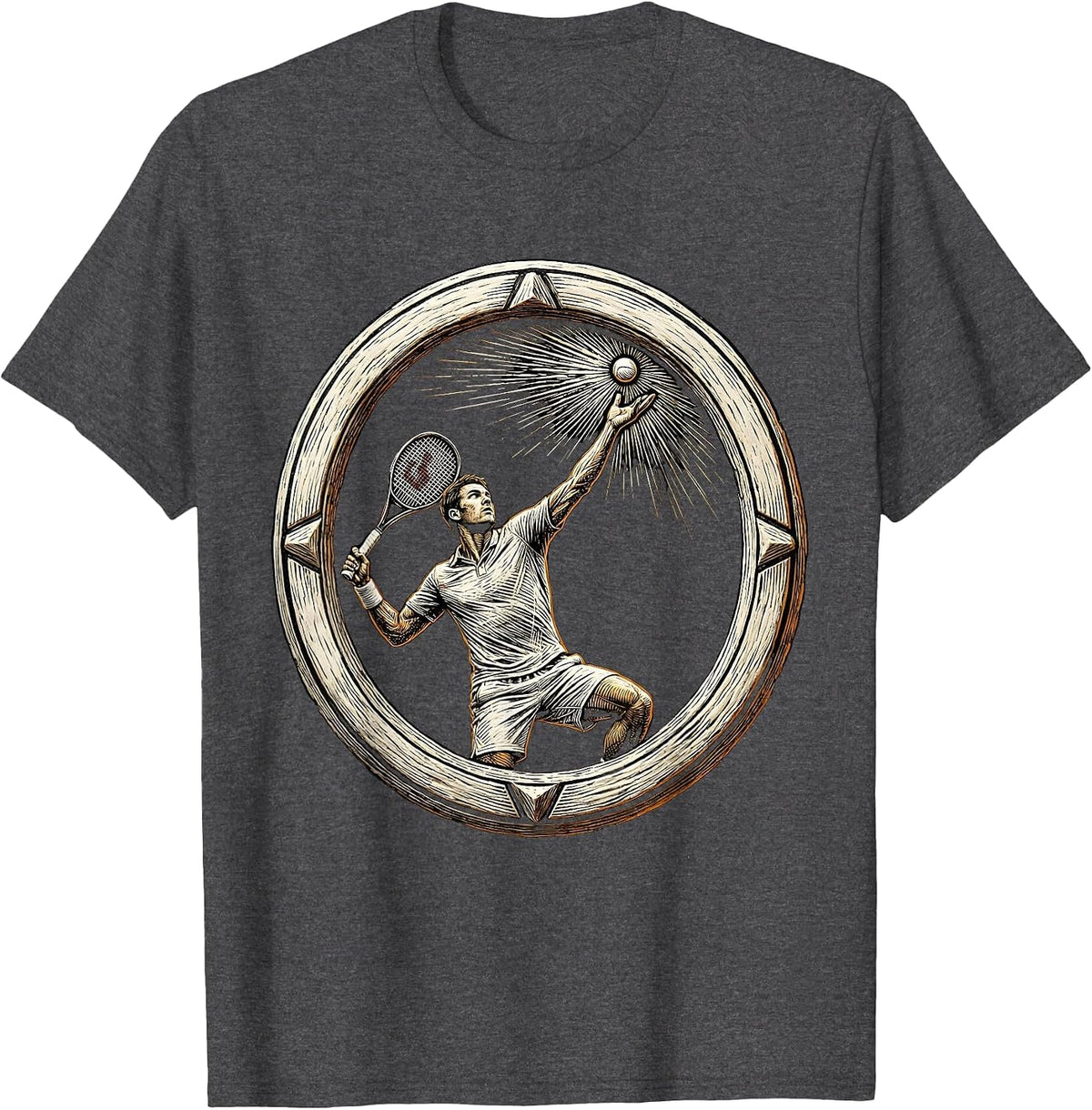 Tennis Serve Toss Graphic Design T-Shirt - Dark Heather Grey