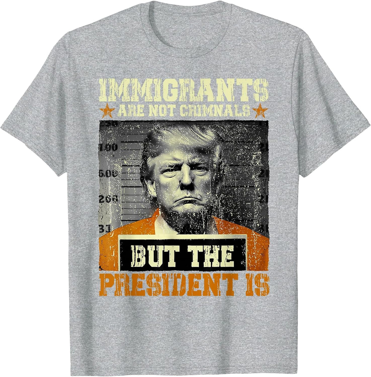 Immigrants are Not Criminals But The President is Funny T-Shirt - Heather Grey