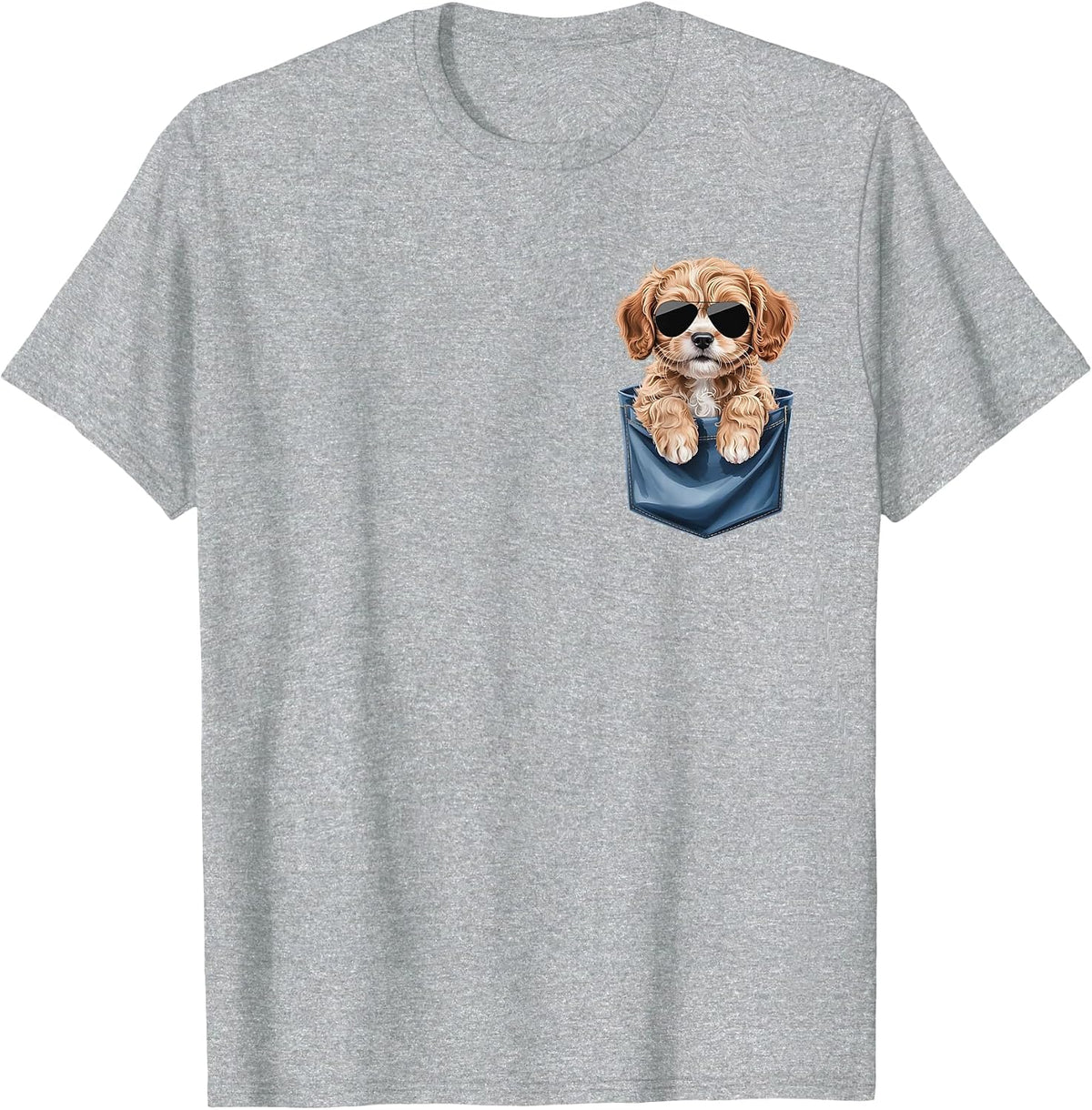 Cute Pocket Cavapoo Lover Doodle Dog Mom T-Shirt - Heather Grey