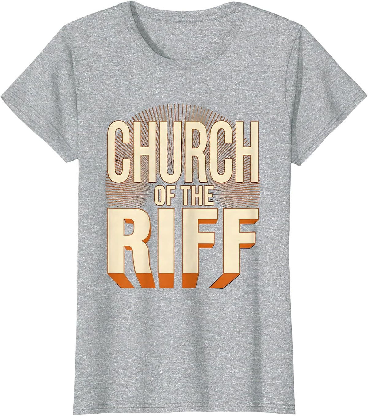 Church of the Riff Heavy Metal Graphic Design T-Shirt - Heather Grey