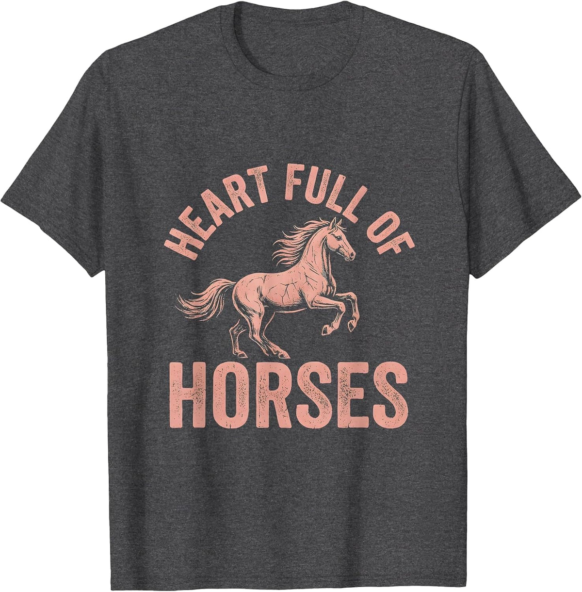 Heart Full of Horses Western Design T-Shirt - Dark Heather Grey