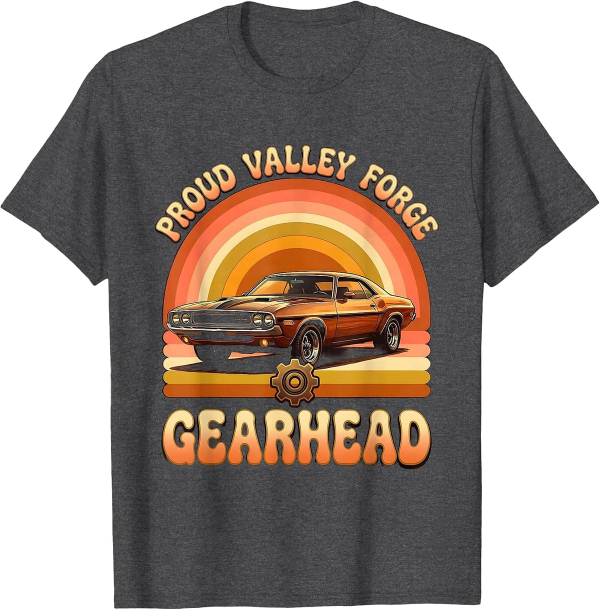 Men's Proud Valley Forge Gearhead Automotive Design T-Shirt - Dark Heather Grey
