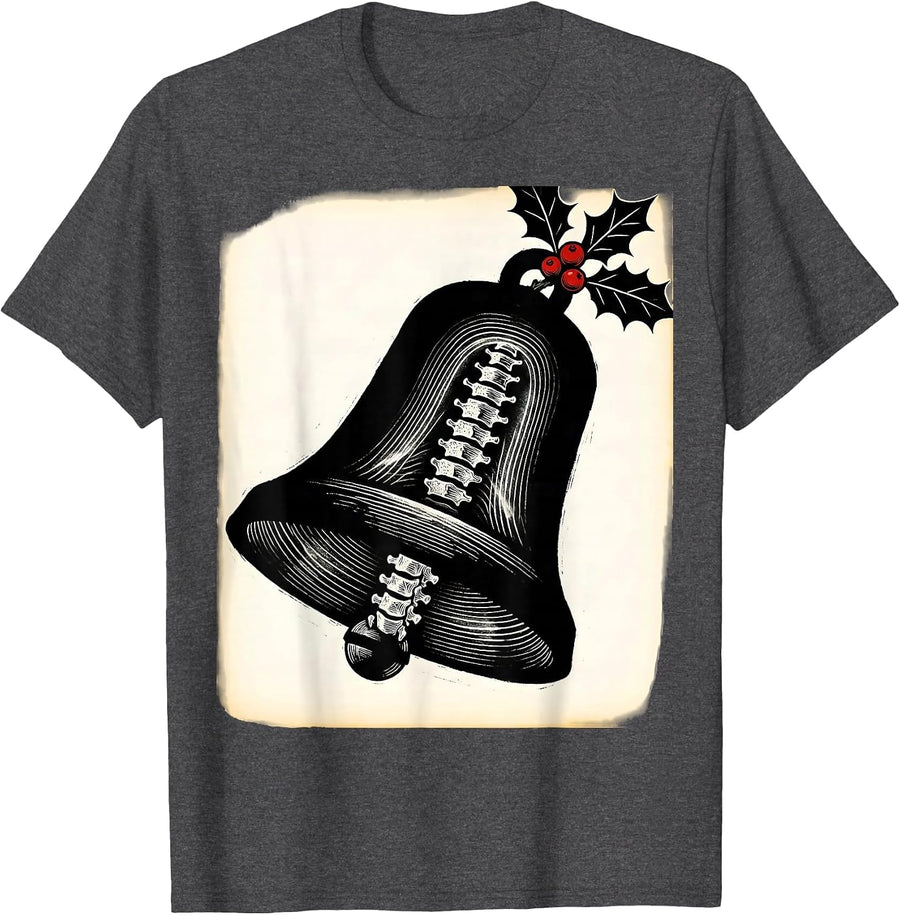 Men's Diagonal Radiographic Christmas Bell Radiology Tech Humor T-Shirt - Dark Heather Grey