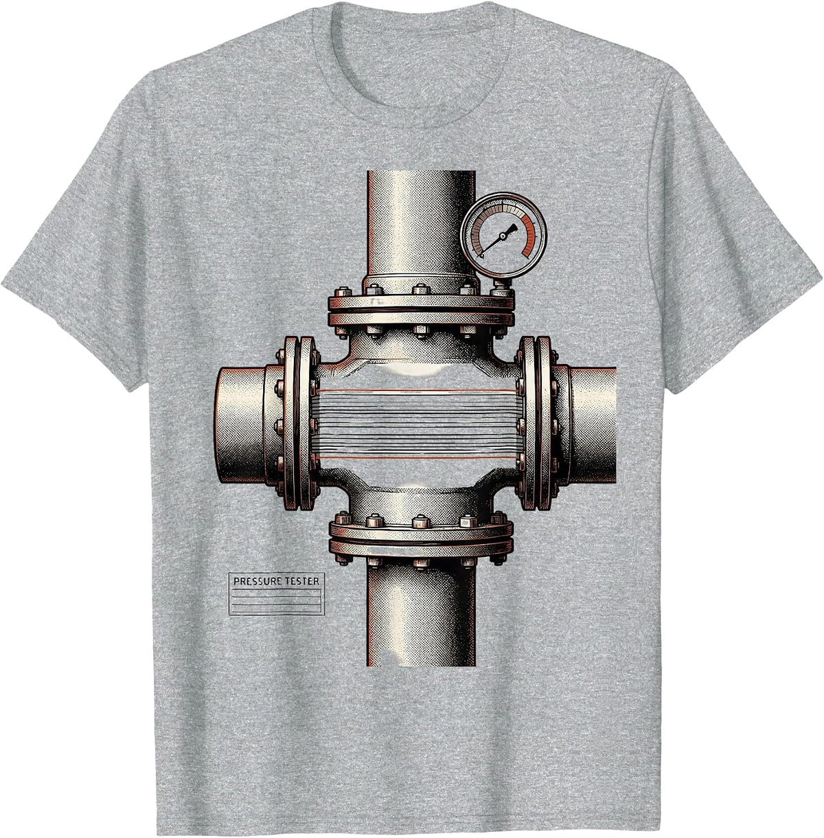 Men's Pressure Tester Funny Plumber Pipefitter Occupational Humor T-Shirt - Heather Grey