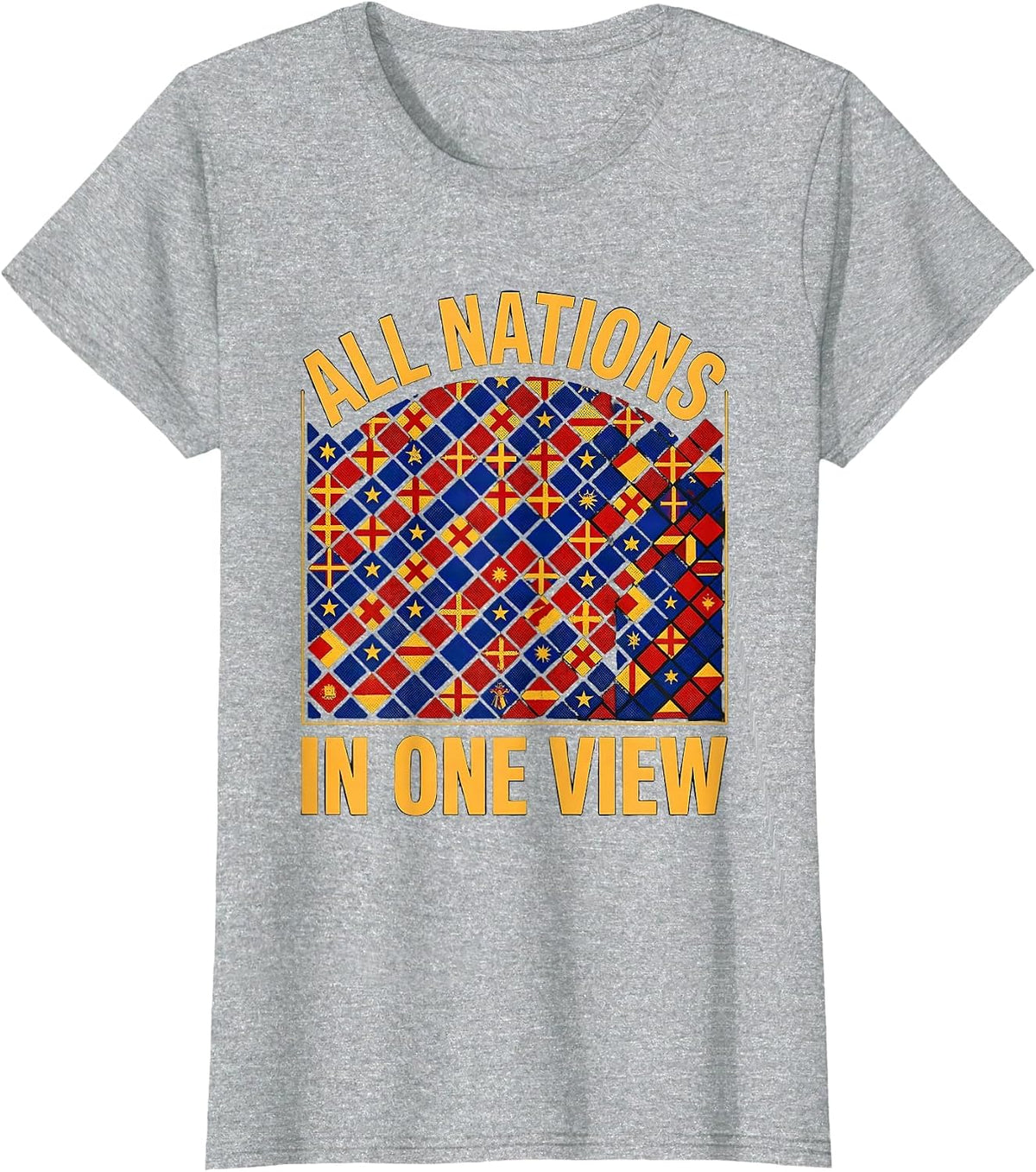 All Nations In One View International Travel Geography Lover T-Shirt - Heather Grey