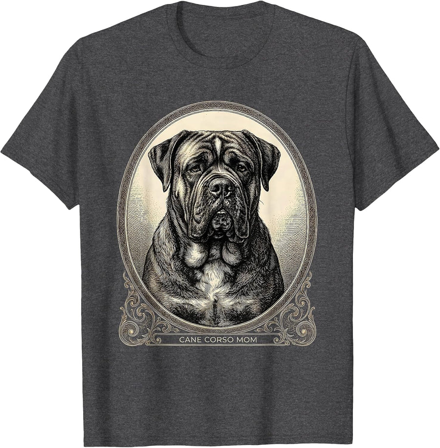Men's Cane Corso Mom Sentimental Dog Owner Pride Crosshatch T-Shirt - Dark Heather Grey