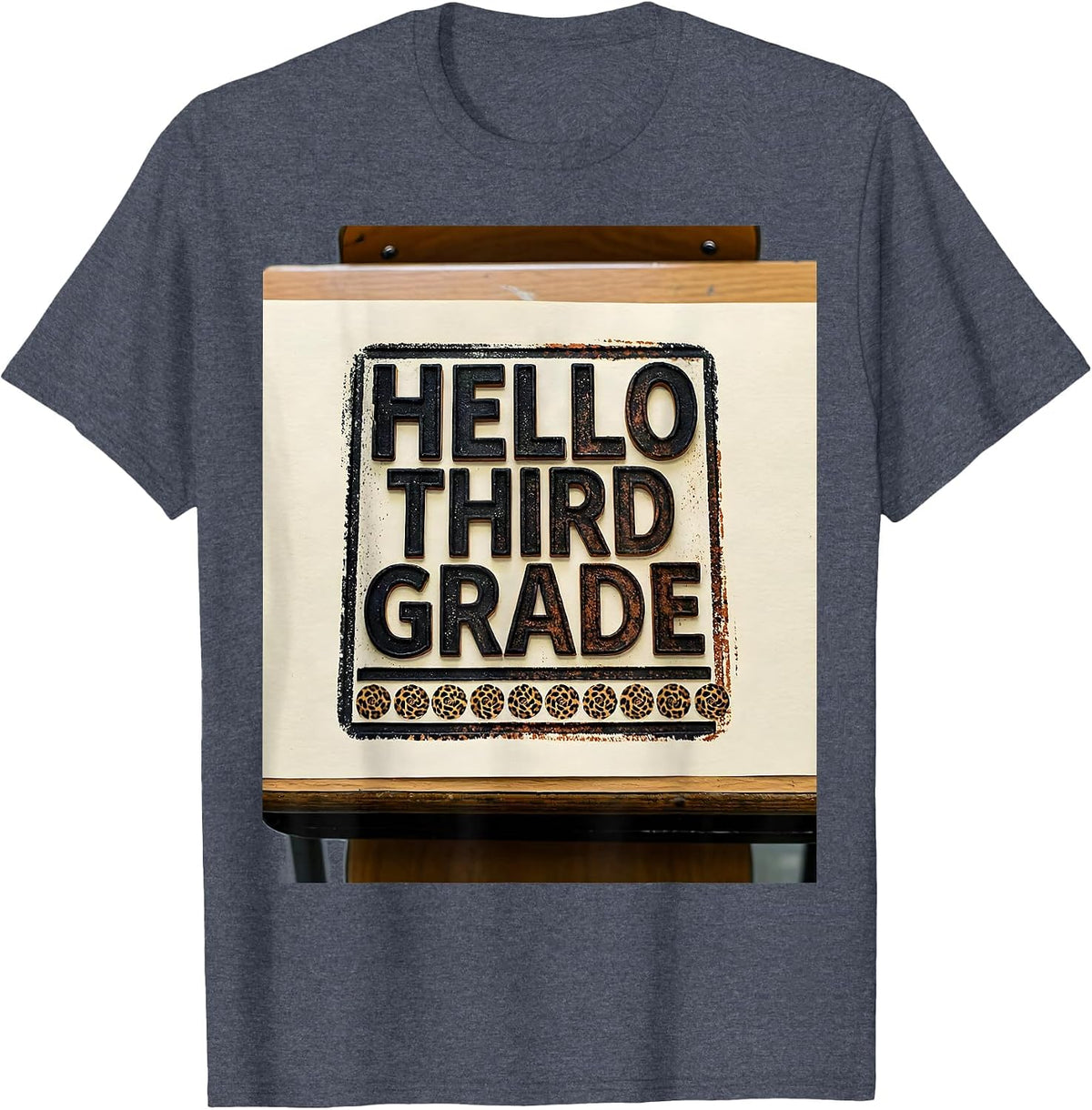 Hello Third Grade Leopard Teacher Back To School Girls T-Shirt - Heather Blue
