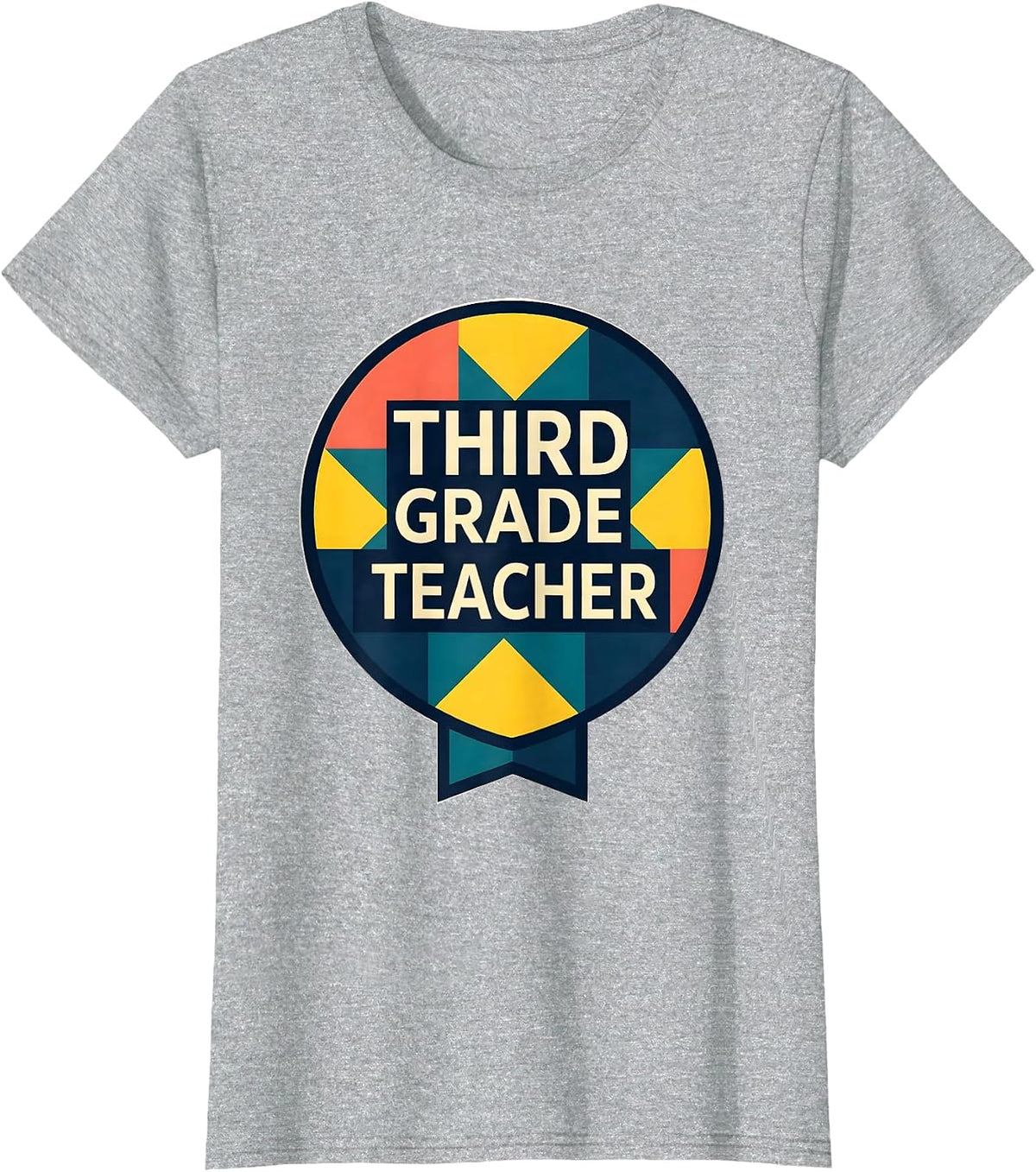 Third Grade Teacher Quilt Block Patchwork Back To School T-Shirt - Heather Grey